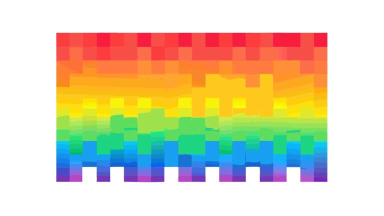 Horizontal Pixelated Rainbow Color Gradient Background, vector design Generative AI