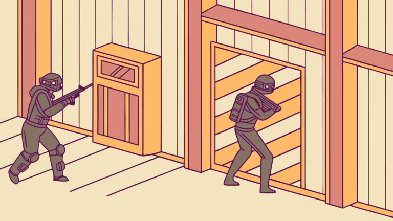 Dynamic Action Scene with Figures and Weapons, vector design Generative AI