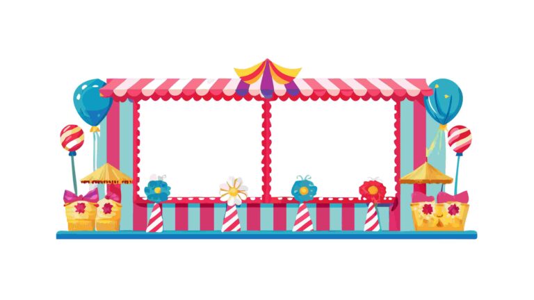 Celebratory Party Border with Gifts, Balloons, and Decorative Frames, vector design Generative AI