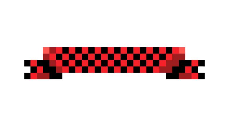 Pixel Art Ribbon Banner Red and Black Grid, vector design Generative AI