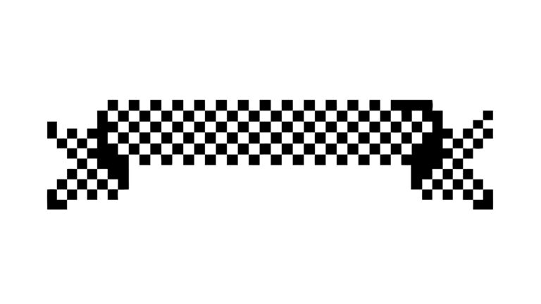 Classic Pixel Art Checkered Ribbon Banner, vector design Generative AI