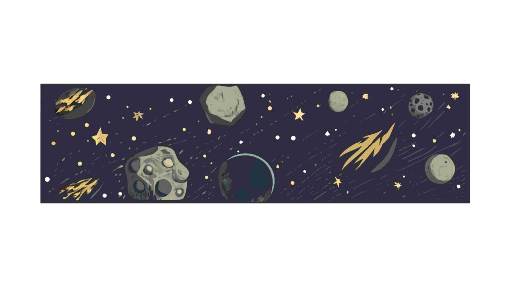 Galactic Space Border with Planets, Comets, and Nebulae, vector design Generative AI