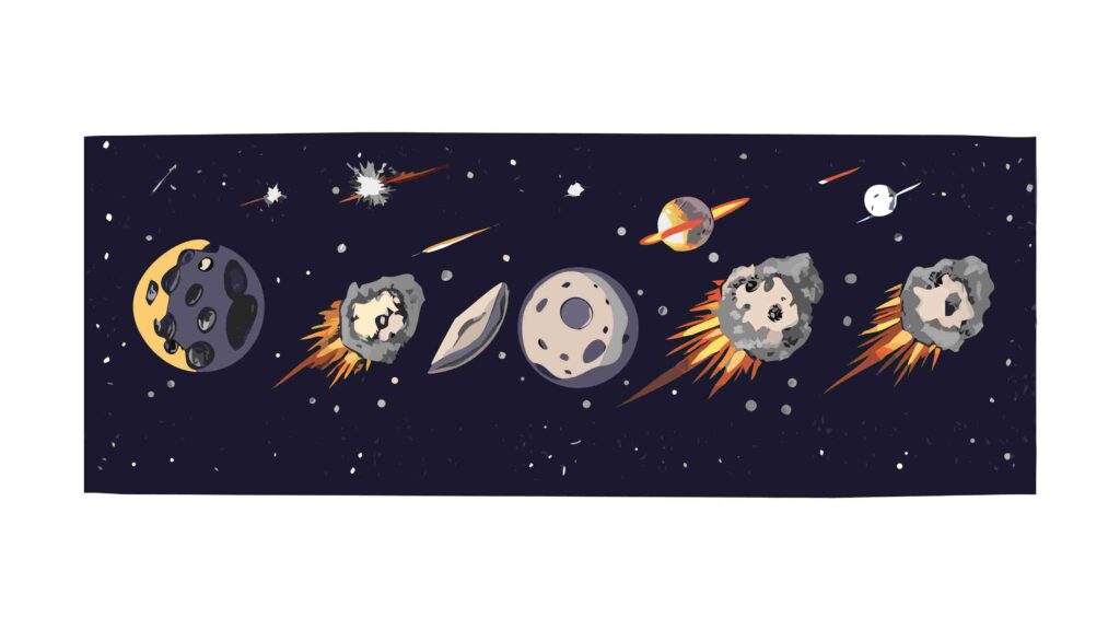 Meteor Shower Border Across the Cosmic Expanse at Night, vector design Generative AI