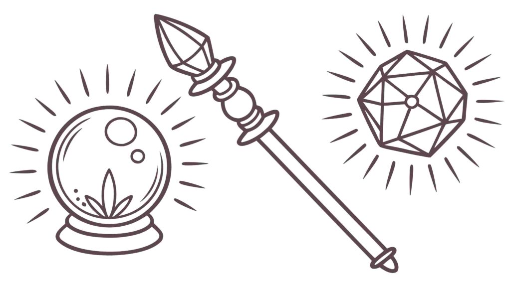 Crystal Ball & Magic Staff Fantasy Vector Art, vector design Generative AI