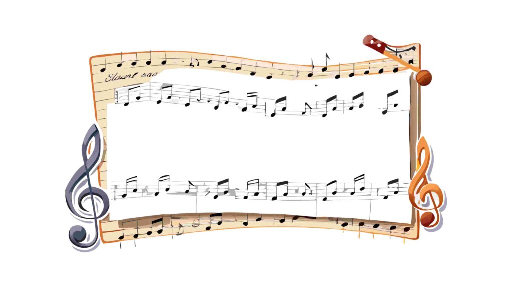 Vintage Music Notes Border with Ornate Treble Clef Decoration, vector design Generative AI