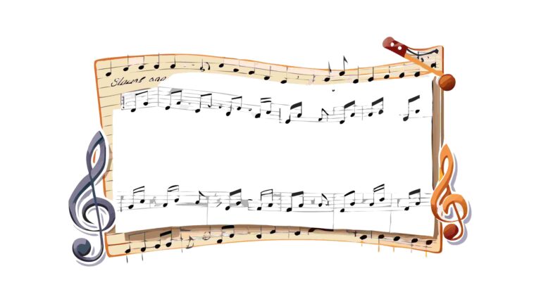 Vintage Music Notes Border with Ornate Treble Clef Decoration, vector design Generative AI