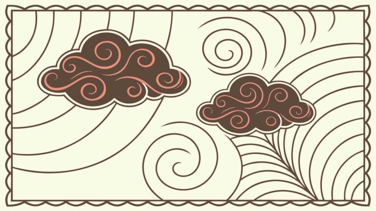 Vintage Cloudy Sky Landscape Vector Frame, vector design Generative AI