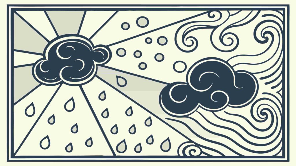 Rainy Weather Landscape Vector Illustration, vector design Generative AI