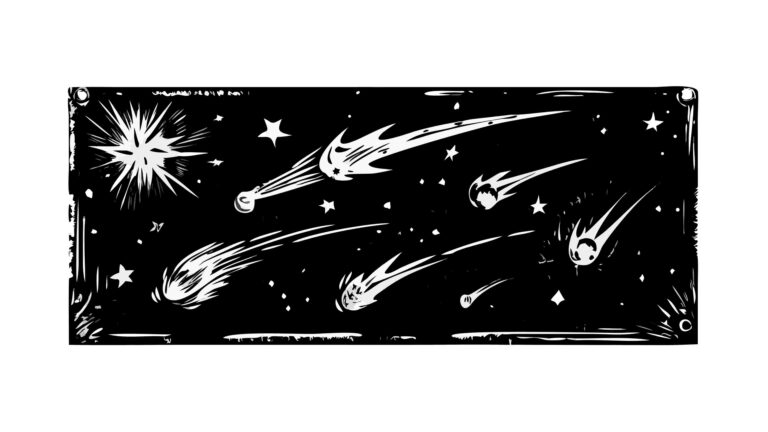 Monochrome Night Sky Border with Streaking Shooting Stars, vector design Generative AI