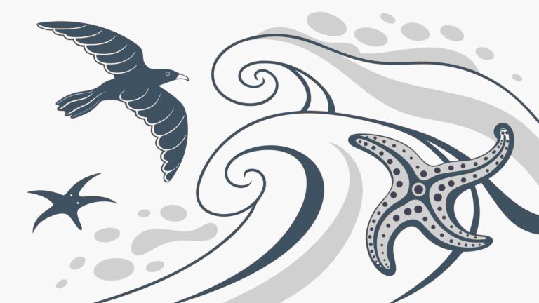 Abstract Sea Creatures & Waves Vector Frame, vector design Generative AI