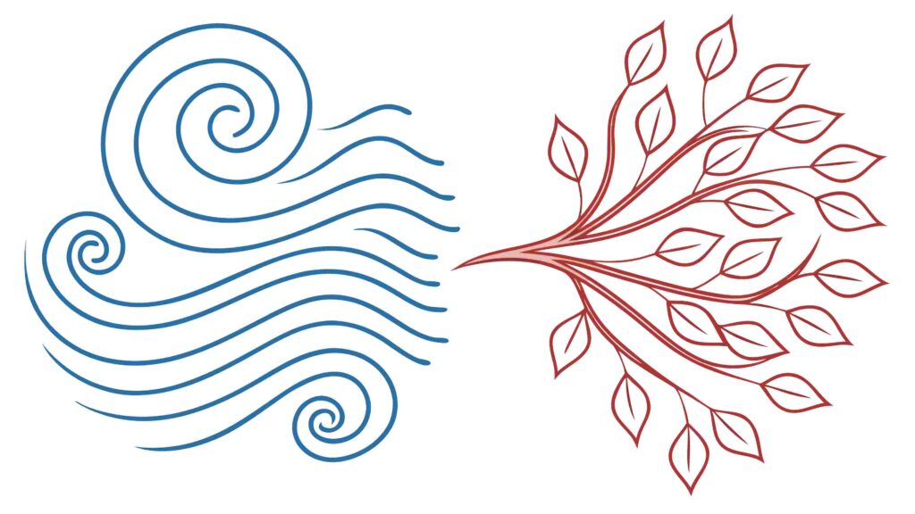 Stylized Tree Branch & Flowing Wind Vector, vector design Generative AI