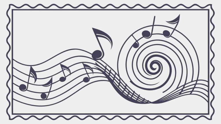 Vintage Music Notes & Swirls Frame Vector Design, vector design Generative AI