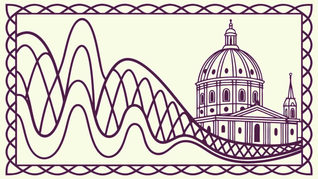 Historic European Cathedral Building Vector Frame, vector design Generative AI