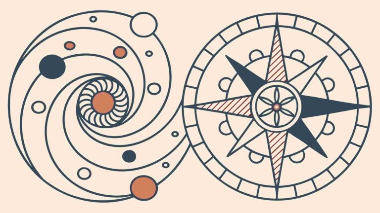 Abstract Compass Rose & Spiral Geometric Vector, vector design Generative AI