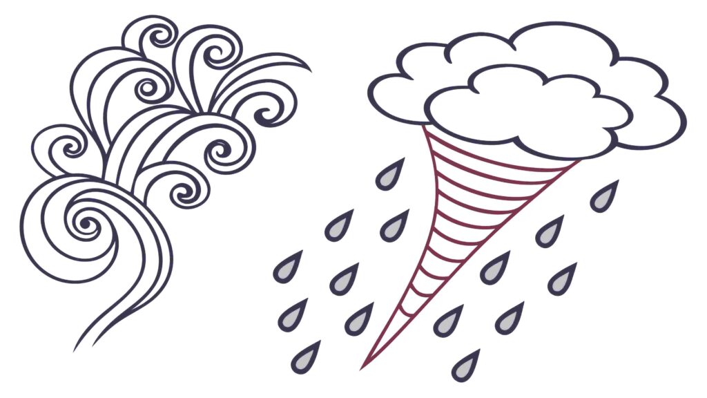 Dynamic Cloud & Tornado Raindrops Vector, vector design Generative AI