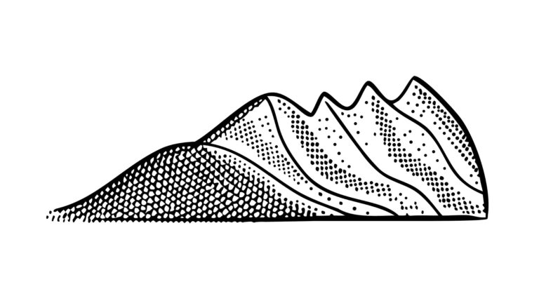 Detailed Mountain Peak Landscape Vector Illustration, vector design Generative AI