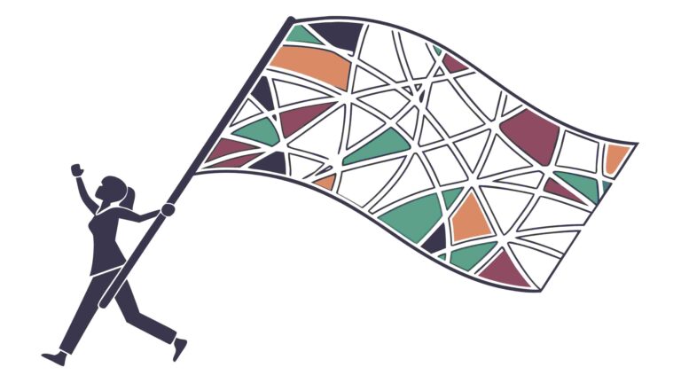 Person Carrying Geometric Flag Symbolizing Freedom, vector design Generative AI
