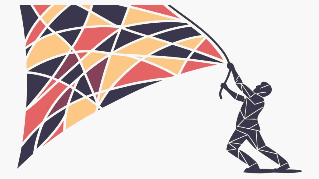 Abstract Geometric Human Figure with Fragmented Body, vector design Generative AI