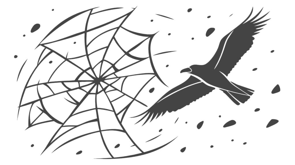 Majestic Eagle Flying Over an Intricate Spiderweb, vector design Generative AI