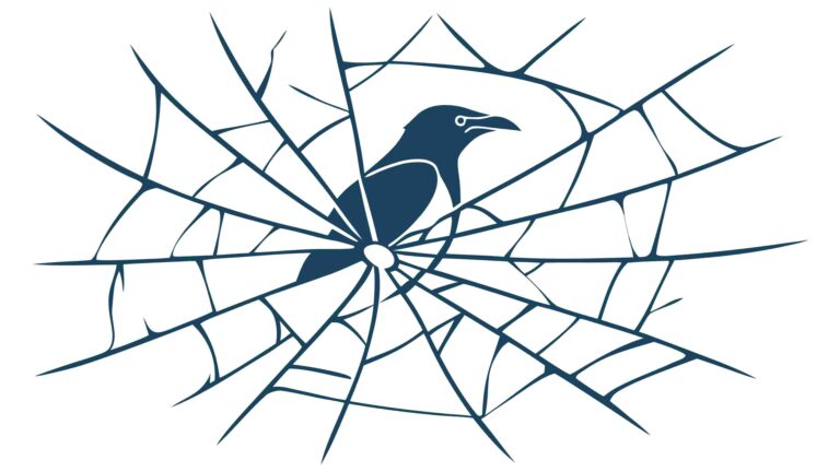 Crow Perched on Spiderweb Over Cracked Surface, vector design Generative AI
