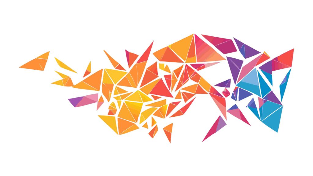 Abstract Colorful Geometric Burst of Fragmented Shapes, vector design Generative AI