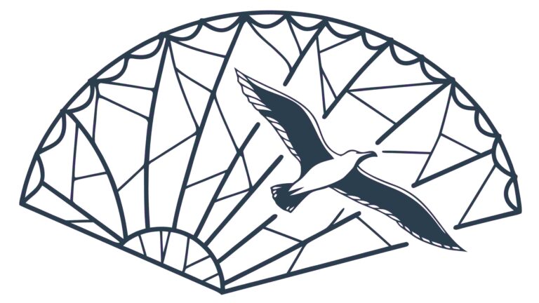 Abstract Geometric Fan with Birds in Flight, vector design Generative AI