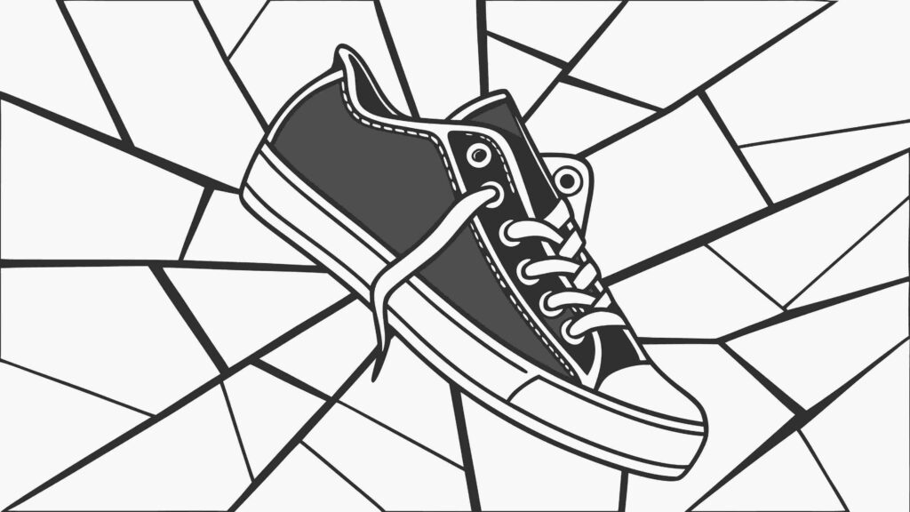 Classic High-Top Sneaker on Cracked Ground, vector design Generative AI