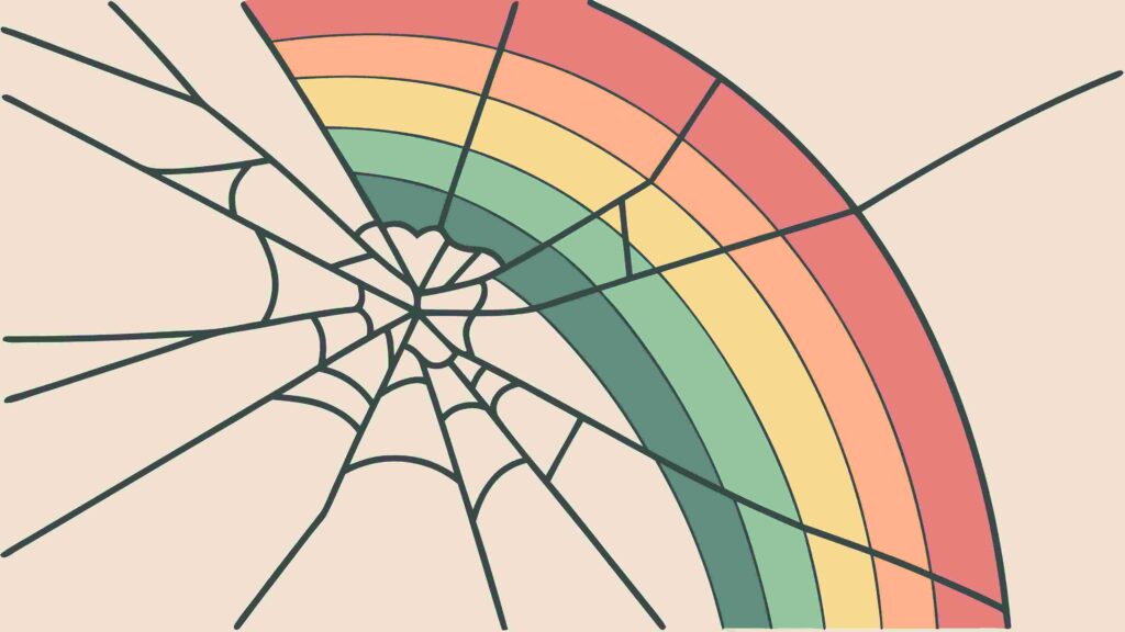 Rainbow Behind Cracked Window Effect, vector design Generative AI