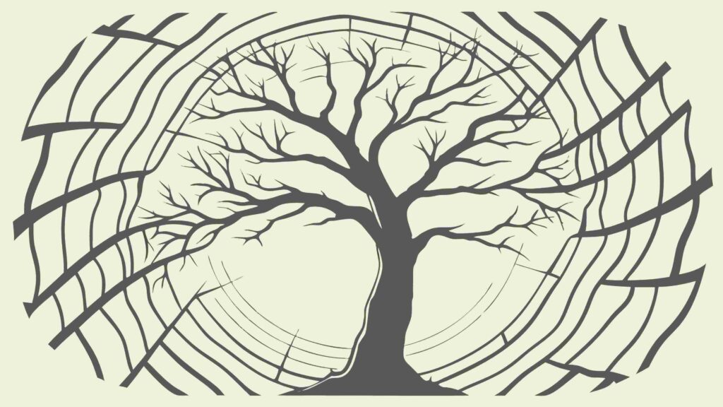 Swirling Tree of Life with Intricate Root System, vector design Generative AI