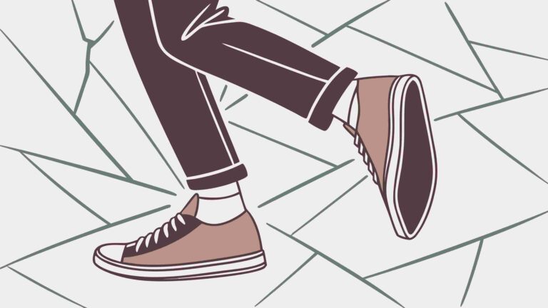 Casual Shoes Walking on Cracked Surface, vector design Generative AI