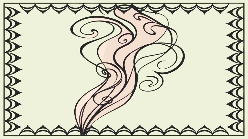 Artistic Smoke Plume in Ornate Bordered Frame, vector design Generative AI