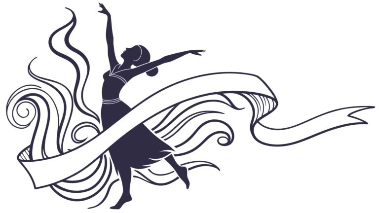 Dancer with Flowing Ribbon and Swirling Elements, vector design Generative AI