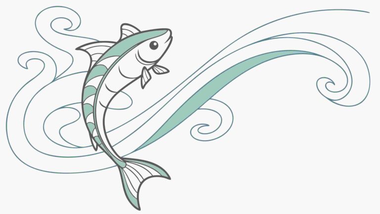 Graceful Fish with Flowing Fins in Swirling Water, vector design Generative AI