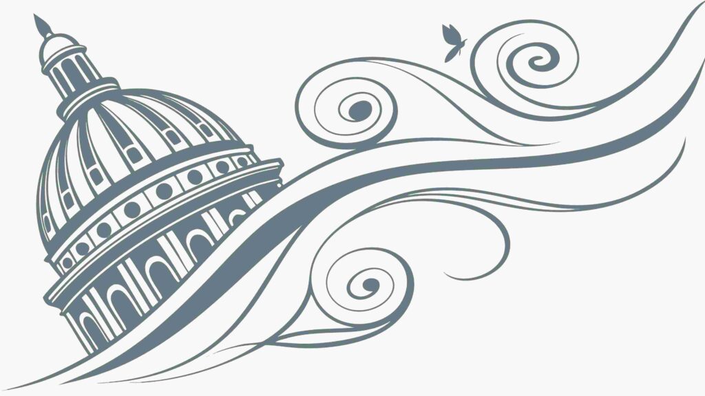 Grand Architectural Dome with Elegant Swirling Motifs, vector design Generative AI