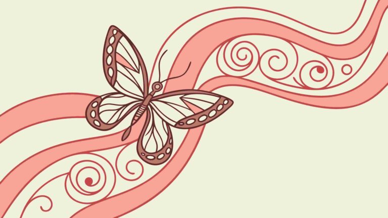 Butterfly with Flowing Abstract Swirls and Dots, vector design Generative AI