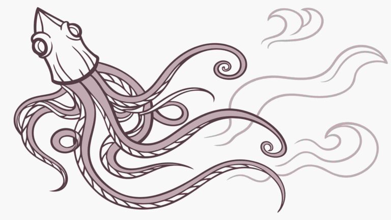 Dynamic Octopus with Flowing Tentacles and Water Elements, vector design Generative AI