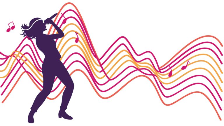 Abstract Female Musician with Vibrant Sound Waves, vector design Generative AI