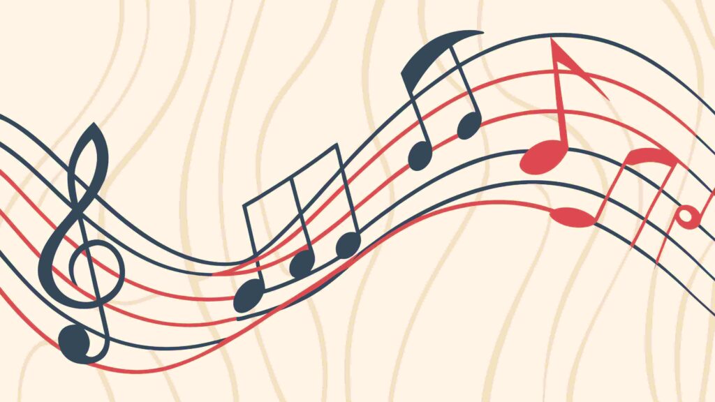 Elegant Music Notes on Stave for Classical Themes, vector design Generative AI