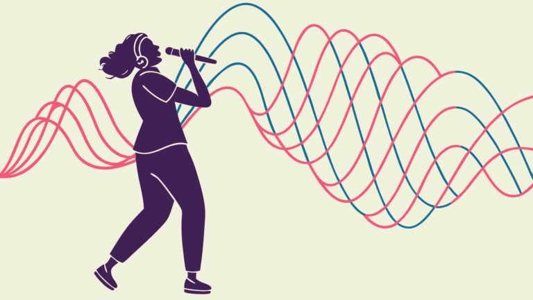 Abstract Female Silhouette with Wavy Sound Waves, vector design Generative AI