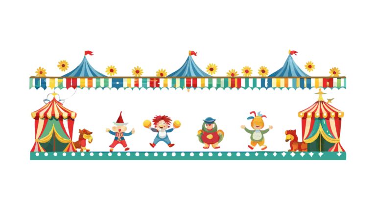 Lively Circus Border with Acrobats, Animals, and Ringmaster, vector design Generative AI