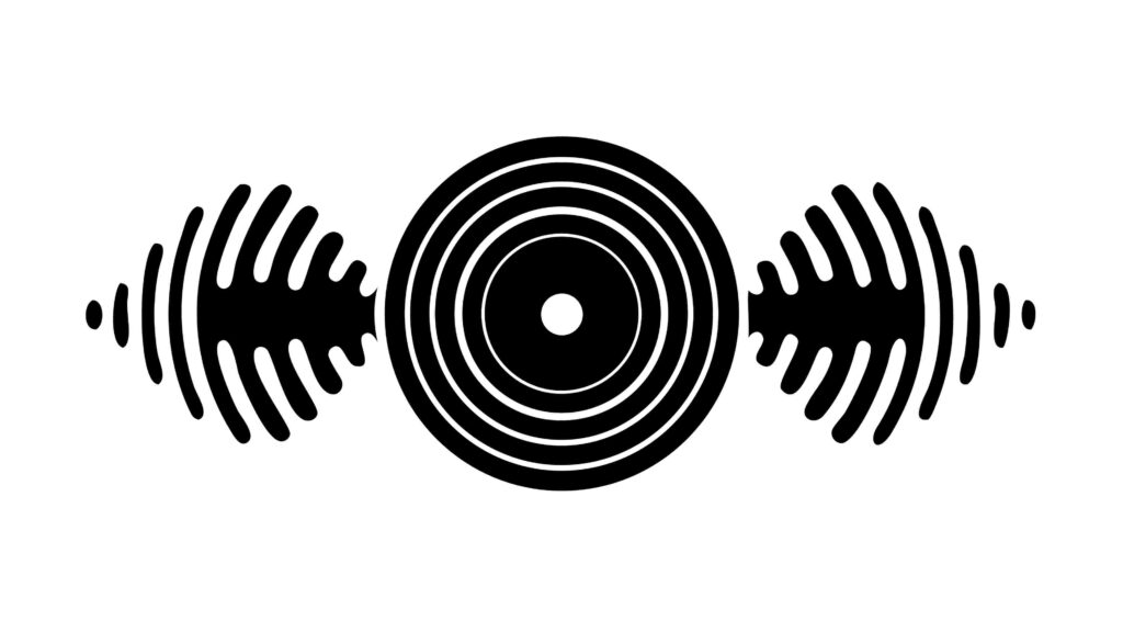 Black Concentric Circles Sound Wave Graphic, vector design Generative AI