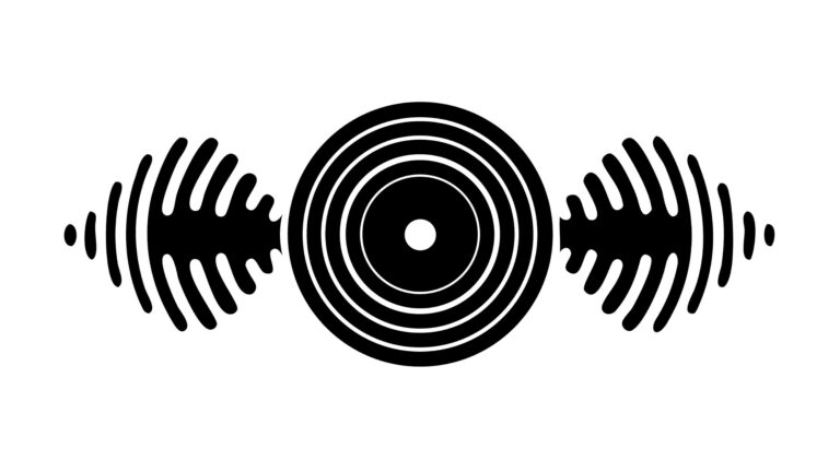 Black Concentric Circles Sound Wave Graphic, vector design Generative AI