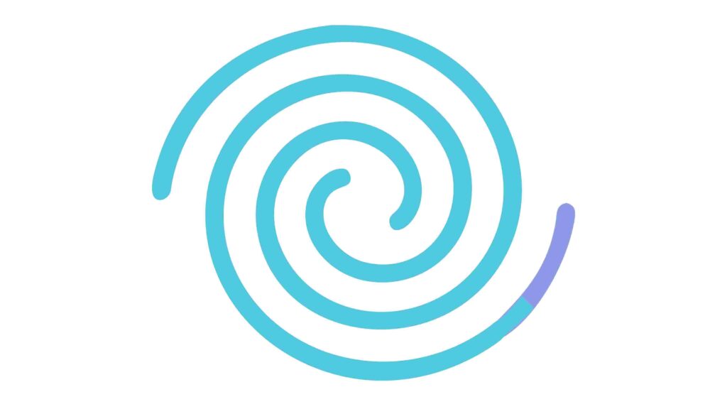 Clean Cyan Blue Spiral Abstract Icon, vector design Generative AI