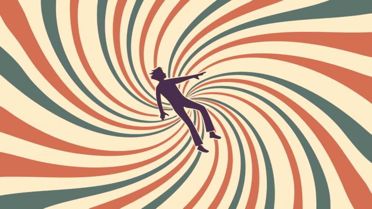 Retro Swirl Background with Person Surfing, vector design Generative AI