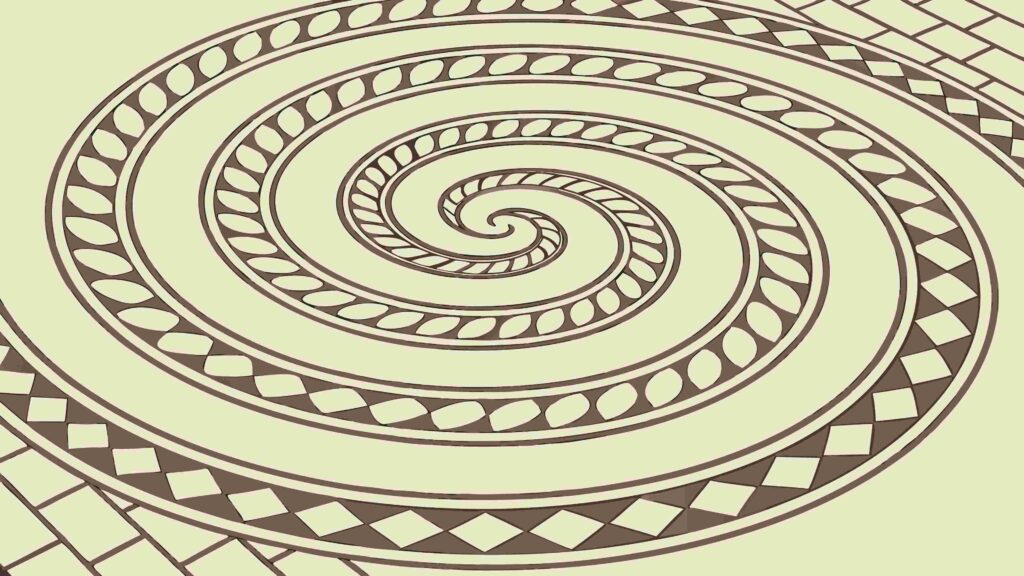 Abstract Spiral Pattern with Tribal Motifs, vector design Generative AI