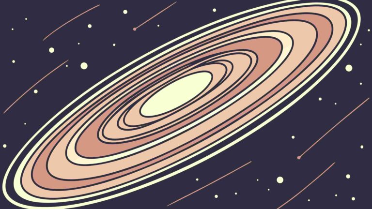 Cosmic Galaxy Spiral with Stars and Planets, vector design Generative AI