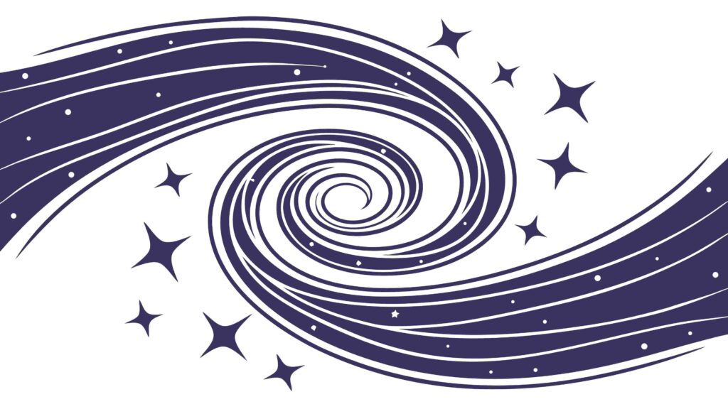 Dynamic Spiral of Stars and Cosmic Dust, vector design Generative AI
