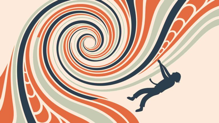 Abstract Spiral Background with Person Climbing, vector design Generative AI