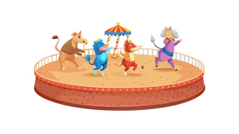 Playful Animals Stage Show Border with Cute Creatures, vector design Generative AI