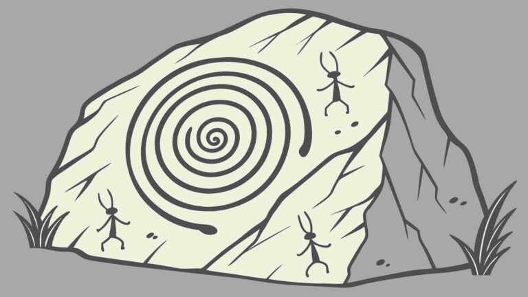Prehistoric Rock Art Spiral Petroglyph Vector Illustration, vector design Generative AI